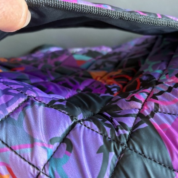 DOLCEZZA large quilted fabric travel bag multicolour purple with shoulder strap - Picture 15 of 16